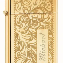 Zippo Venetian Slim High Polish Brass Lighter -Visol Products shop zippo venetian slim high polish brass lighter 91