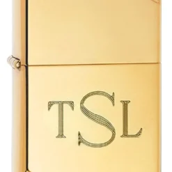 Zippo Vintage Polished Brass Personalized Lighter -Visol Products shop zippo vintage high polish brass lighter with free engraving 58