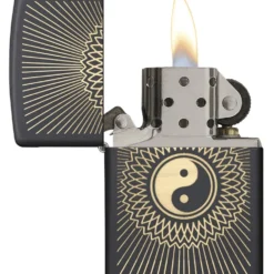 Zippo Yin & Yang Laser Engraved On Black Matte Lighter